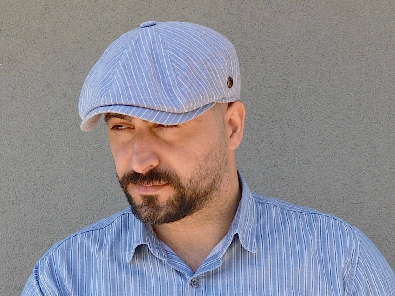 MAVİ ÇİZGİLİ PEAKY BLİNDERS KASKET