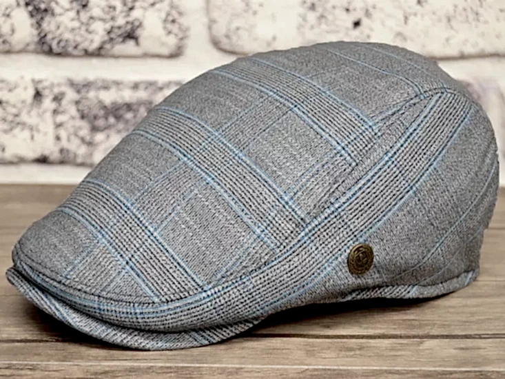 Pozze Gri Ekoseli Yazlık Erkek Kasket Şapka